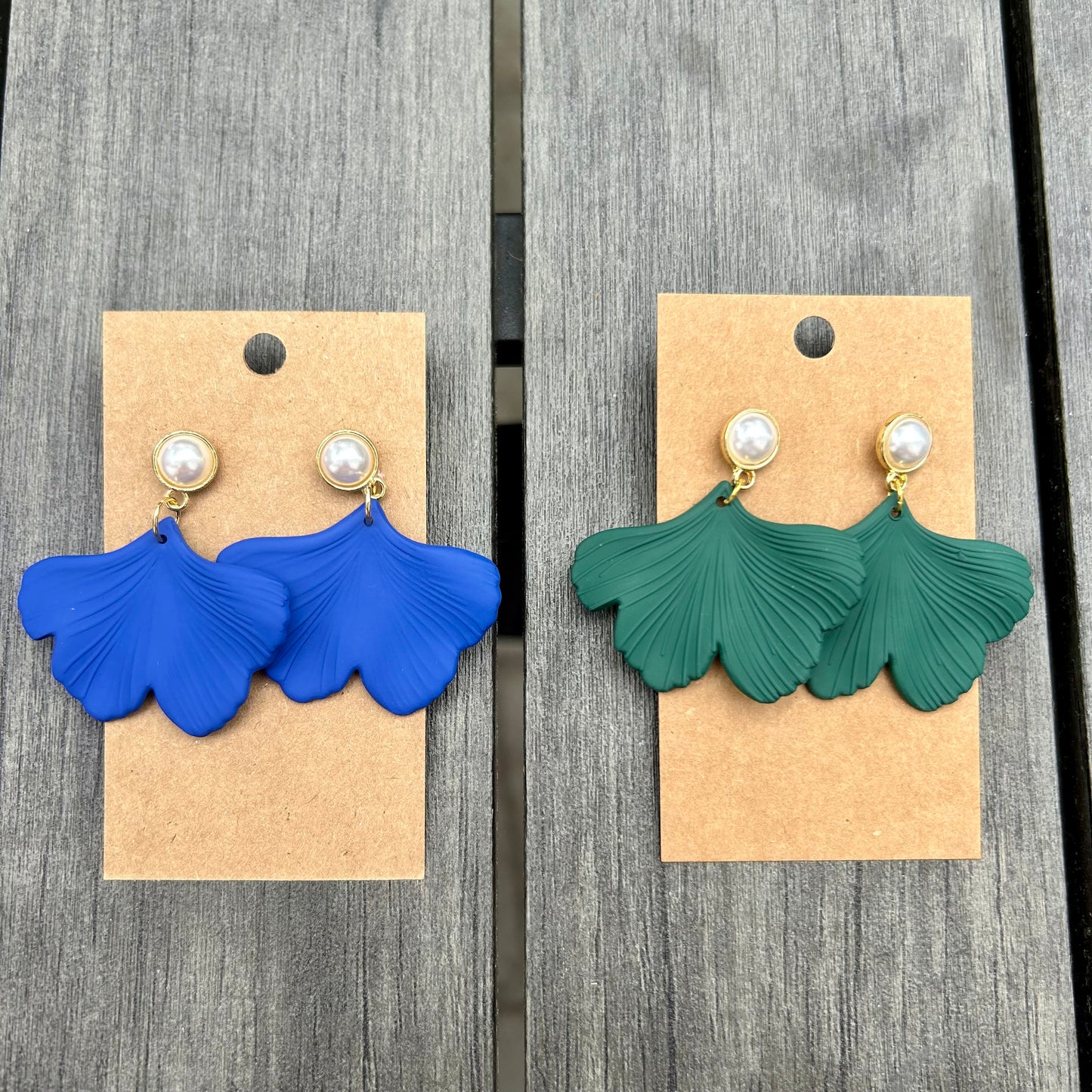 Stud Pearl Ginkgo Earrings