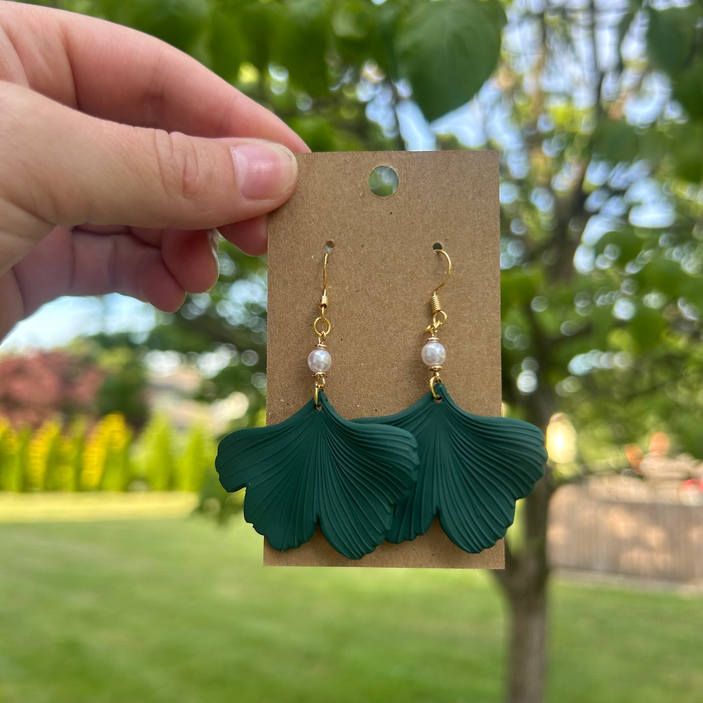 Petite Pearl Ginkgo Earrings