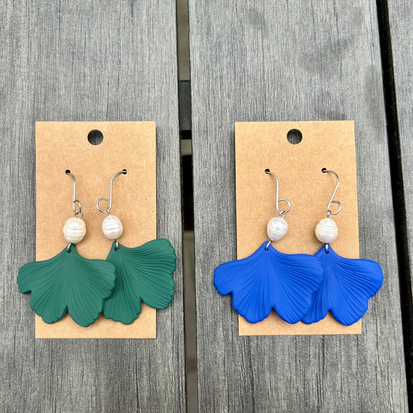 Large Pearl Ginkgo Earrings